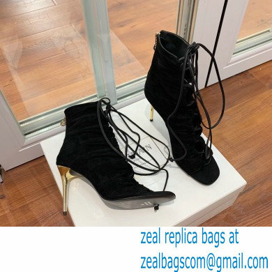 Balmain Heel 10.5cm Suede Scarlet lace-up Ankle Boots Black 2022