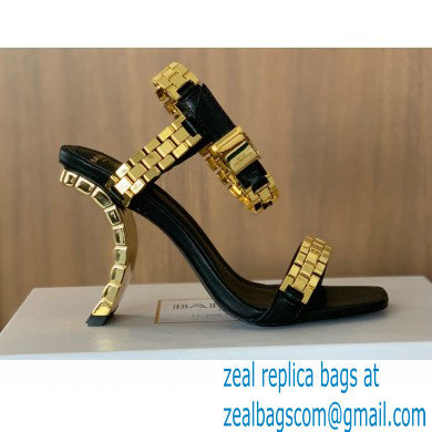 Balmain Heel 10.5cm Ultima Sandals Black/Gold 2022 - Click Image to Close