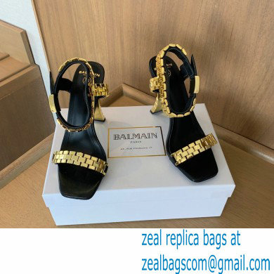 Balmain Heel 10.5cm Ultima Sandals Black/Gold 2022 - Click Image to Close