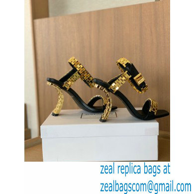 Balmain Heel 10.5cm Ultima Sandals Black/Gold 2022 - Click Image to Close