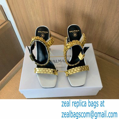 Balmain Heel 10.5cm Ultima Sandals White/Gold 2022