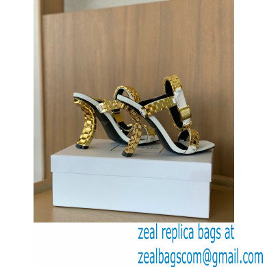 Balmain Heel 10.5cm Ultima Sandals White/Gold 2022