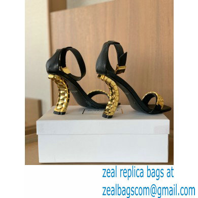 Balmain Heel 10.5cm Ultima Sandals with Finish Black/Gold 2022 - Click Image to Close