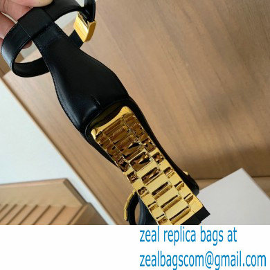 Balmain Heel 10.5cm Ultima Sandals with Finish Black/Gold 2022 - Click Image to Close