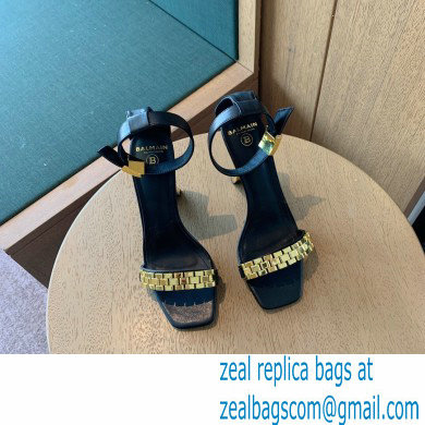 Balmain Heel 10.5cm Ultima Sandals with Finish Black/Gold 2022