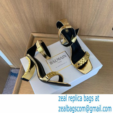 Balmain Heel 10.5cm Ultima Sandals with Finish Patent Gold 2022 - Click Image to Close