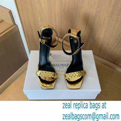 Balmain Heel 10.5cm Ultima Sandals with Finish Patent Gold 2022