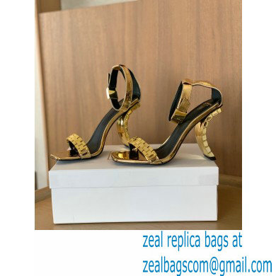 Balmain Heel 10.5cm Ultima Sandals with Finish Patent Gold 2022