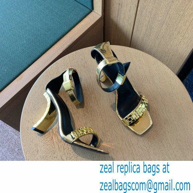 Balmain Heel 10.5cm Ultima Sandals with Finish Patent Gold 2022 - Click Image to Close