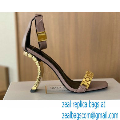 Balmain Heel 10.5cm Ultima Sandals with Finish Patent Nude 2022 - Click Image to Close