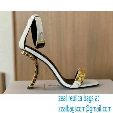 Balmain Heel 10.5cm Ultima Sandals with Finish White/Gold 2022 - Click Image to Close