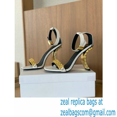 Balmain Heel 10.5cm Ultima Sandals with Finish White/Gold 2022