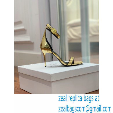 Balmain Heel 10.5cm Uma Sandals Crinkled Gold/Black 2022