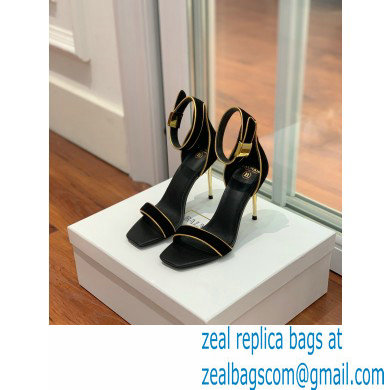 Balmain Heel 10.5cm Uma Sandals Suede Black/Gold 2022