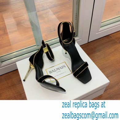 Balmain Heel 10.5cm Uma Sandals Suede Black/Gold 2022