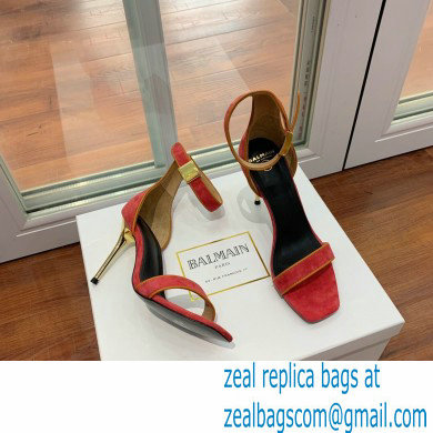 Balmain Heel 10.5cm Uma Sandals Suede Red/Orange 2022