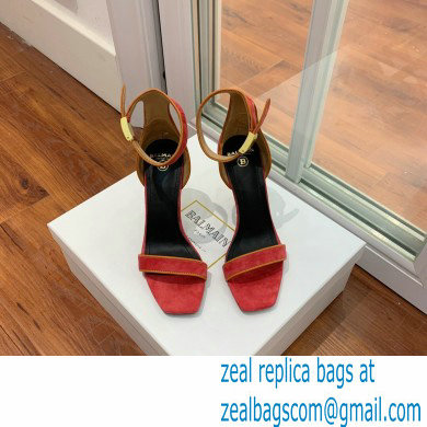 Balmain Heel 10.5cm Uma Sandals Suede Red/Orange 2022