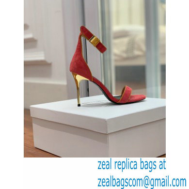Balmain Heel 10.5cm Uma Sandals Suede Red/Orange 2022