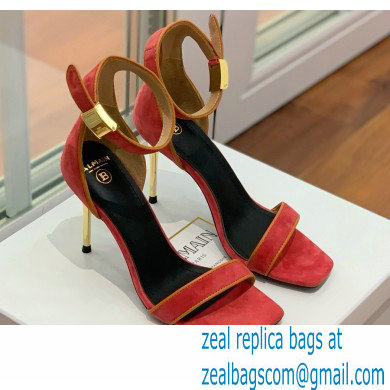 Balmain Heel 10.5cm Uma Sandals Suede Red/Orange 2022