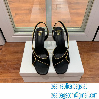 Balmain Heel 9.5cm Macy Slingback Sandals Black 2022 - Click Image to Close