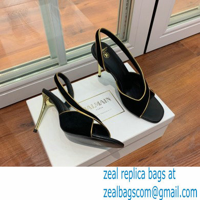 Balmain Heel 9.5cm Macy Slingback Sandals Black 2022