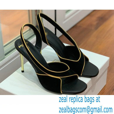 Balmain Heel 9.5cm Macy Slingback Sandals Black 2022