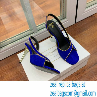 Balmain Heel 9.5cm Macy Slingback Sandals Blue 2022