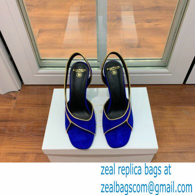 Balmain Heel 9.5cm Macy Slingback Sandals Blue 2022