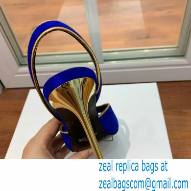 Balmain Heel 9.5cm Macy Slingback Sandals Blue 2022 - Click Image to Close