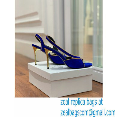 Balmain Heel 9.5cm Macy Slingback Sandals Blue 2022 - Click Image to Close