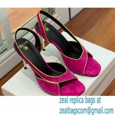 Balmain Heel 9.5cm Macy Slingback Sandals Fuchsia 2022