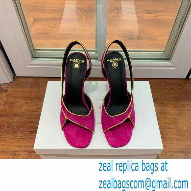 Balmain Heel 9.5cm Macy Slingback Sandals Fuchsia 2022 - Click Image to Close