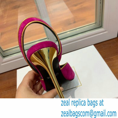 Balmain Heel 9.5cm Macy Slingback Sandals Fuchsia 2022 - Click Image to Close