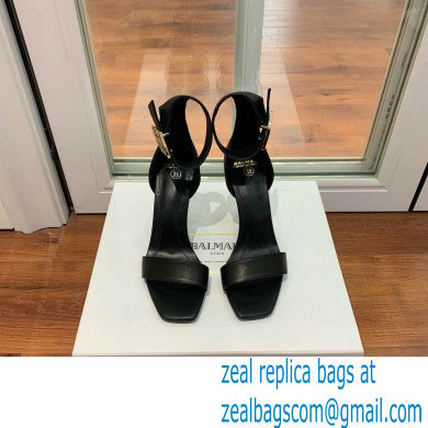 Balmain Heel 9.5cm Rudie Sandals Leather Black 2022