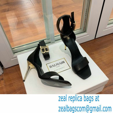Balmain Heel 9.5cm Rudie Sandals Leather Black 2022