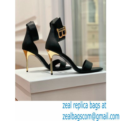 Balmain Heel 9.5cm Rudie Sandals Leather Black 2022