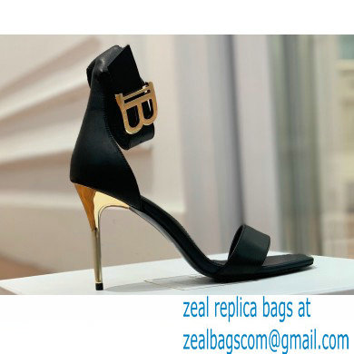 Balmain Heel 9.5cm Rudie Sandals Leather Black 2022