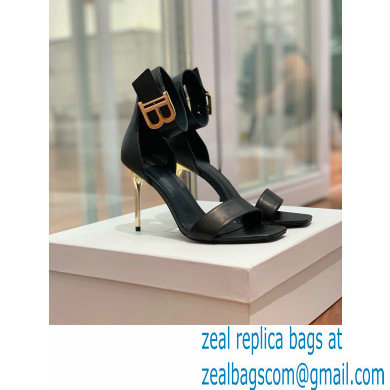 Balmain Heel 9.5cm Rudie Sandals Leather Black 2022