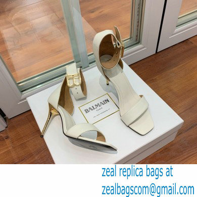 Balmain Heel 9.5cm Rudie Sandals Leather White 2022 - Click Image to Close