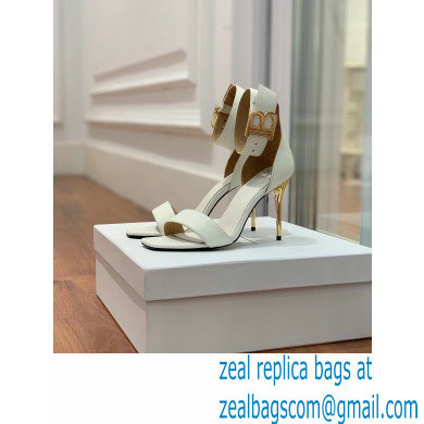 Balmain Heel 9.5cm Rudie Sandals Leather White 2022