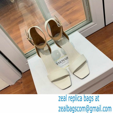Balmain Heel 9.5cm Rudie Sandals Leather White 2022 - Click Image to Close