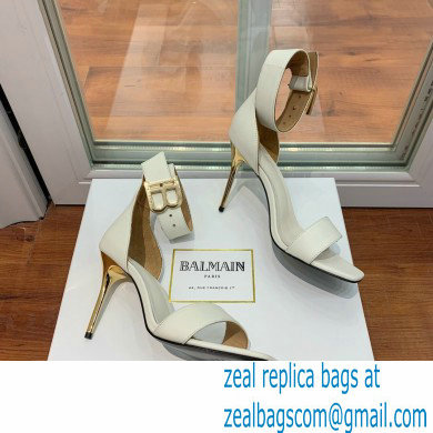 Balmain Heel 9.5cm Rudie Sandals Leather White 2022 - Click Image to Close