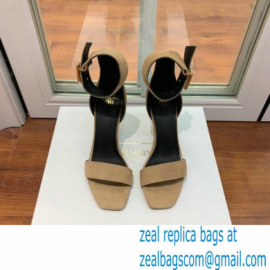 Balmain Heel 9.5cm Rudie Sandals Suede Beige 2022