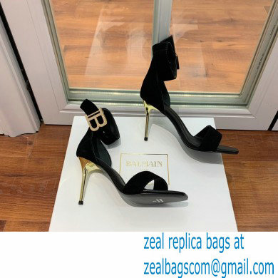 Balmain Heel 9.5cm Rudie Sandals Suede Black 2022