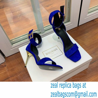 Balmain Heel 9.5cm Rudie Sandals Suede Blue 2022