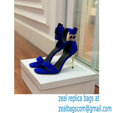 Balmain Heel 9.5cm Rudie Sandals Suede Blue 2022