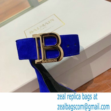 Balmain Heel 9.5cm Rudie Sandals Suede Blue 2022