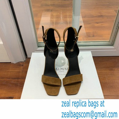 Balmain Heel 9.5cm Rudie Sandals Suede Brown 2022