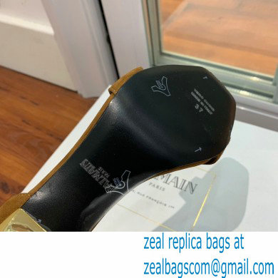 Balmain Heel 9.5cm Rudie Sandals Suede Brown 2022 - Click Image to Close