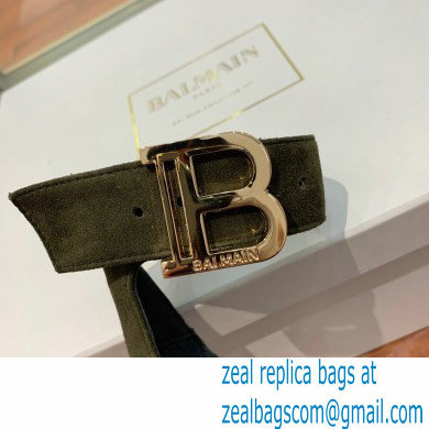 Balmain Heel 9.5cm Rudie Sandals Suede Dark Green 2022